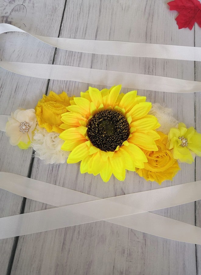 Oyabridal Sunflower Belt & Sash for Maternity Dress & Baby/Bridal Showers (Yellow) - Image 5